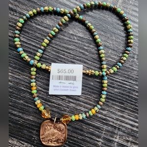 Beaded Necklace with Owl Pendant